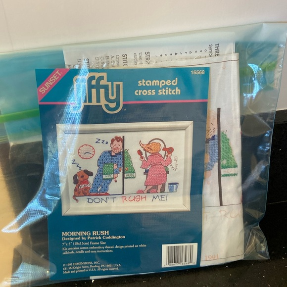 Vintage Stamped Cross Stitch Kit - Bathroom, Dressing Room: Don’t Rush Me! - Picture 2 of 7